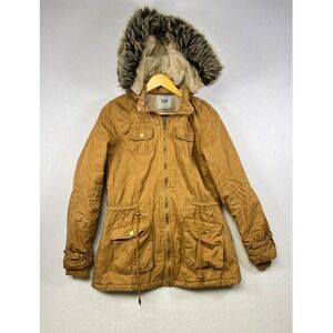 YMI Women's Brown Faux Fur Hooded Parka Jacket Size Medium
